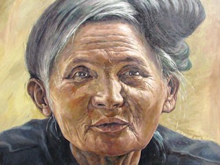 油画作品（凝视）尺寸：78cmX78cm