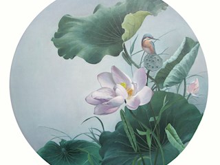 油画作品《荷》尺寸：100cmX100cm