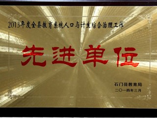 2013年度全县教育系统人口与计生综合治理工作先进单位